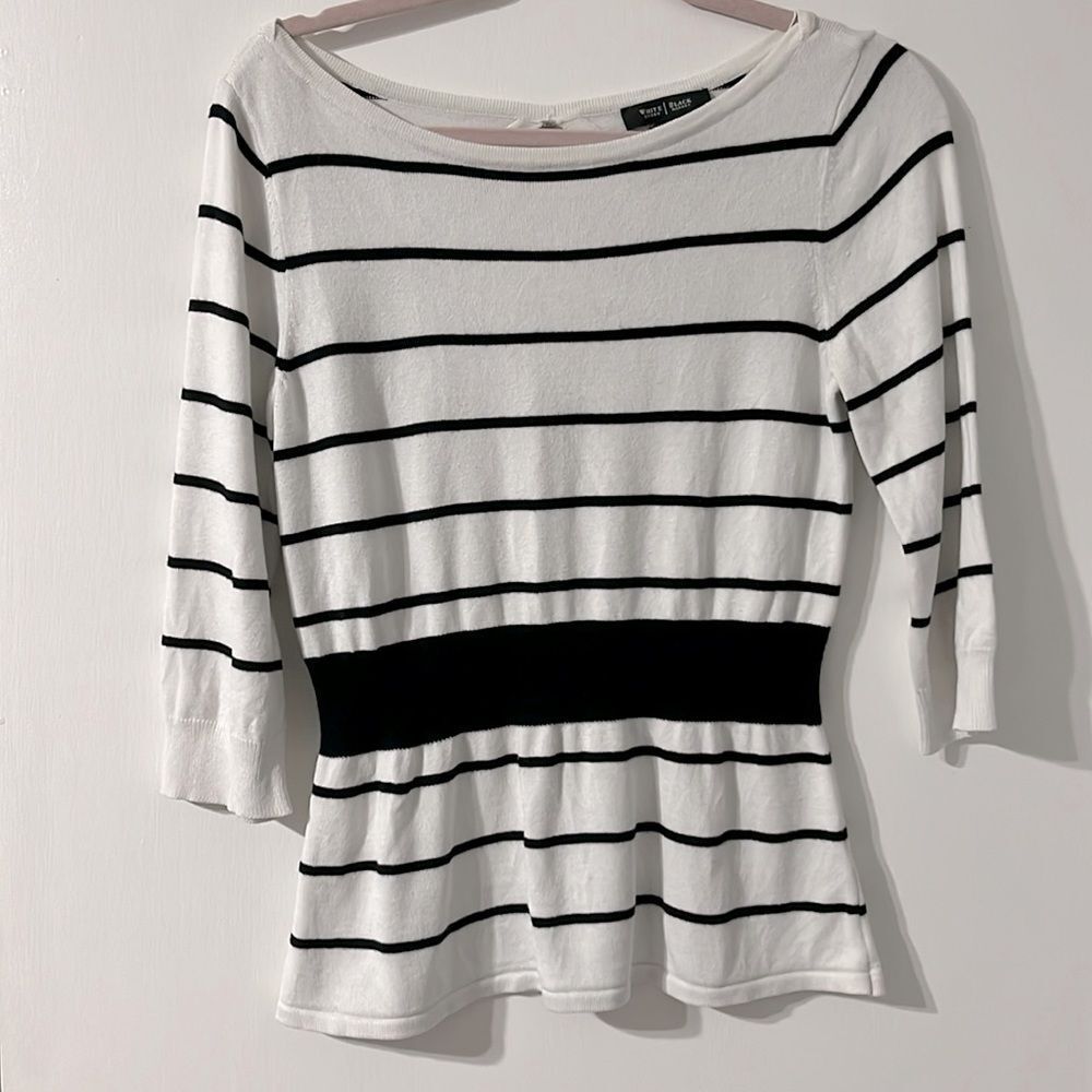 White House Black Market striped knit blouse